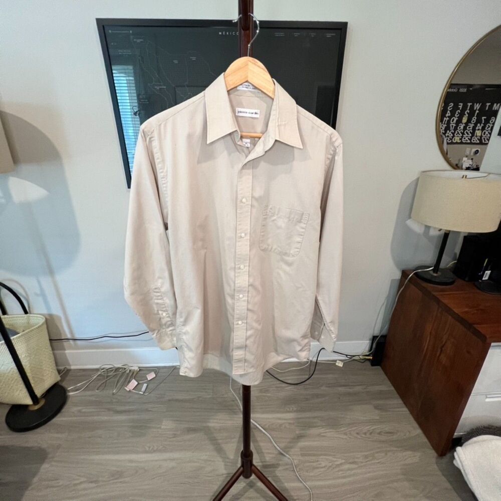 Pierre Cardin - Vintage Cotton/Poly LS Button Up Shirt - Tan